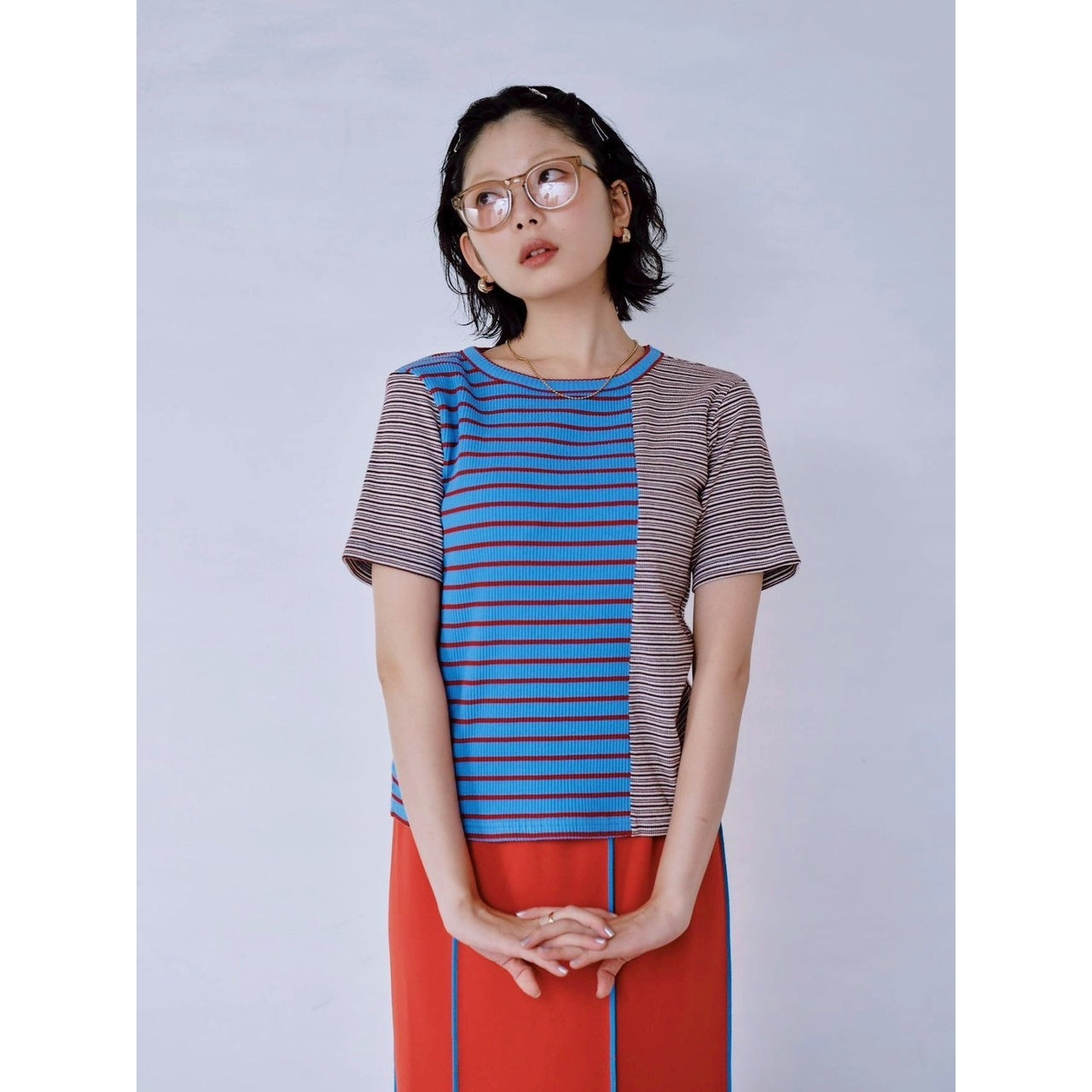 【PRE-ORDER】MIX STRIPE RIB TEE