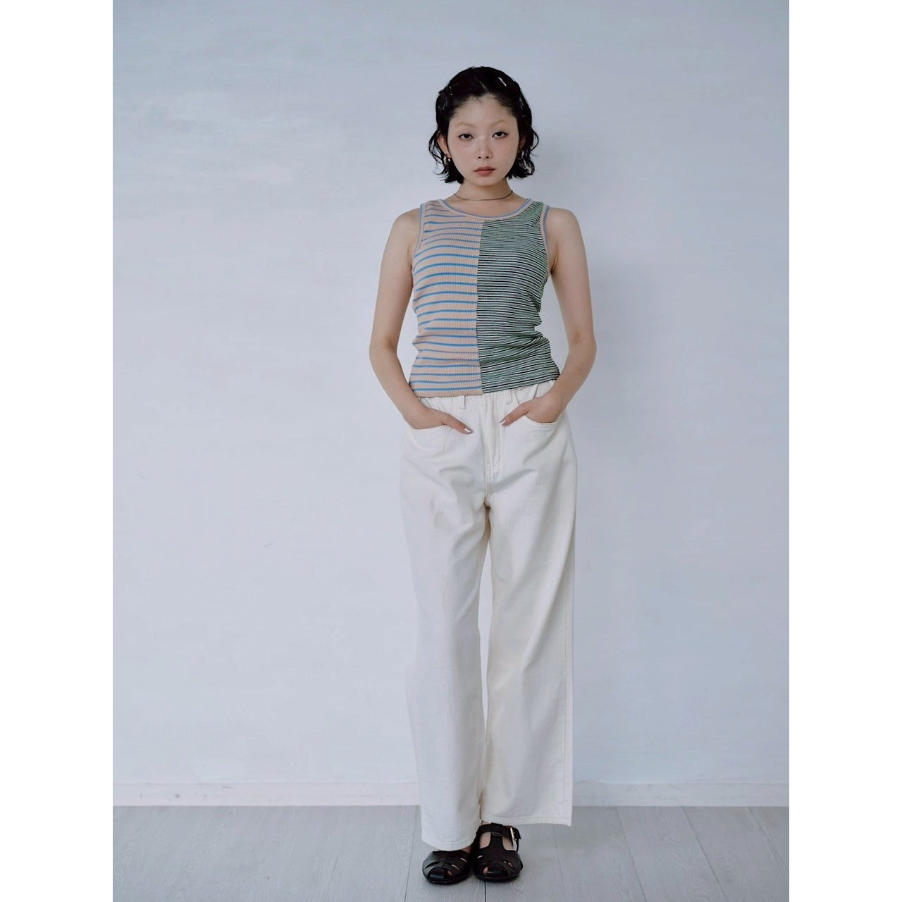 【PRE-ORDER】MIX STRIPE RIB TANK