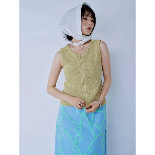 【PRE-ORDER】DUAL WEAR ZIP-FRONT KNIT VEST