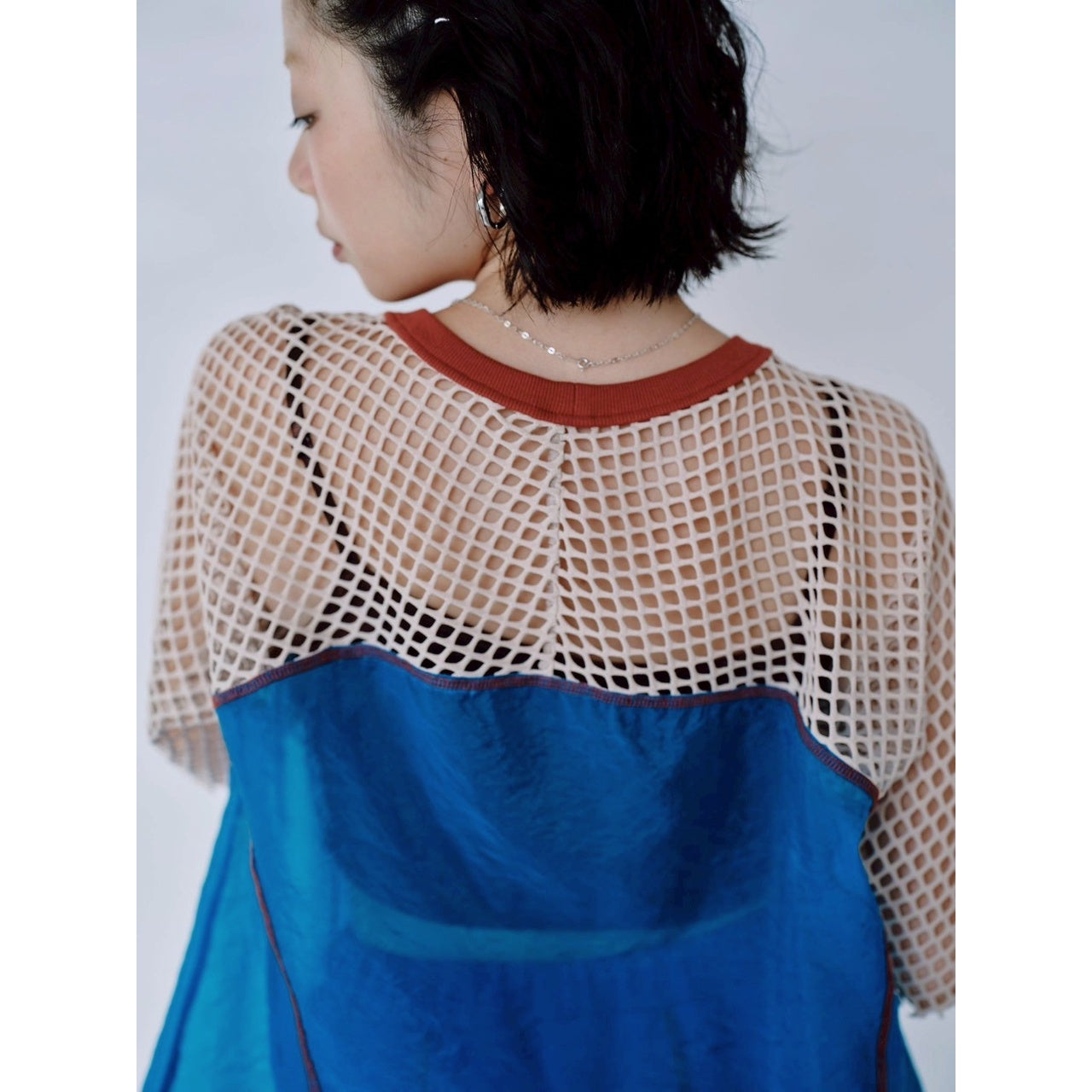 【PRE-ORDER】COLOR BLOCK SHEER MESH TOP