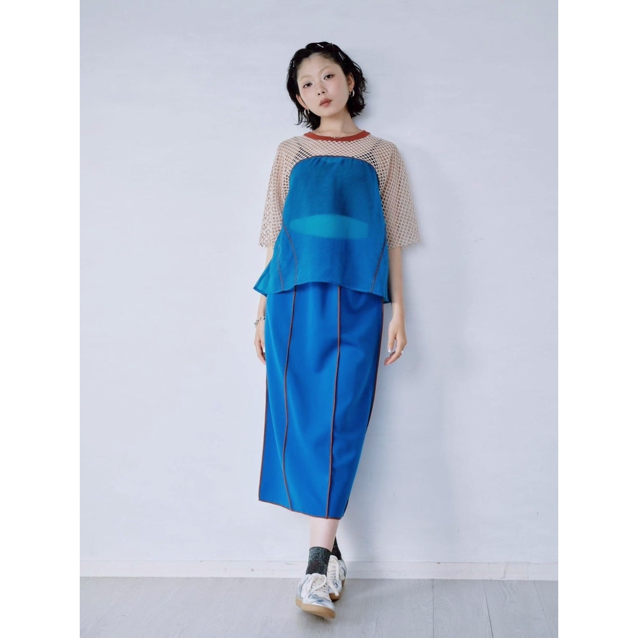 【PRE-ORDER】COLOR BLOCK SHEER MESH TOP