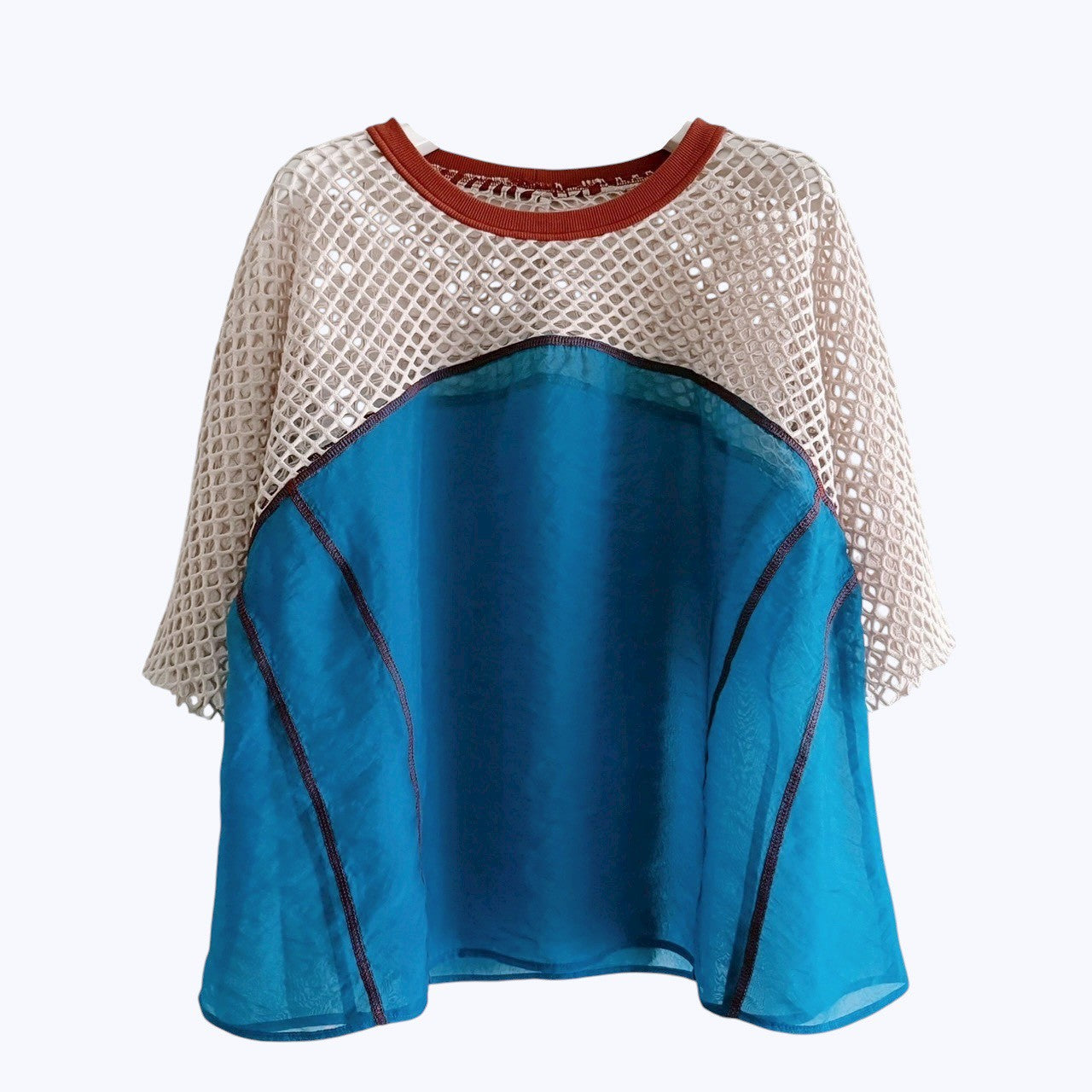 【PRE-ORDER】COLOR BLOCK SHEER MESH TOP