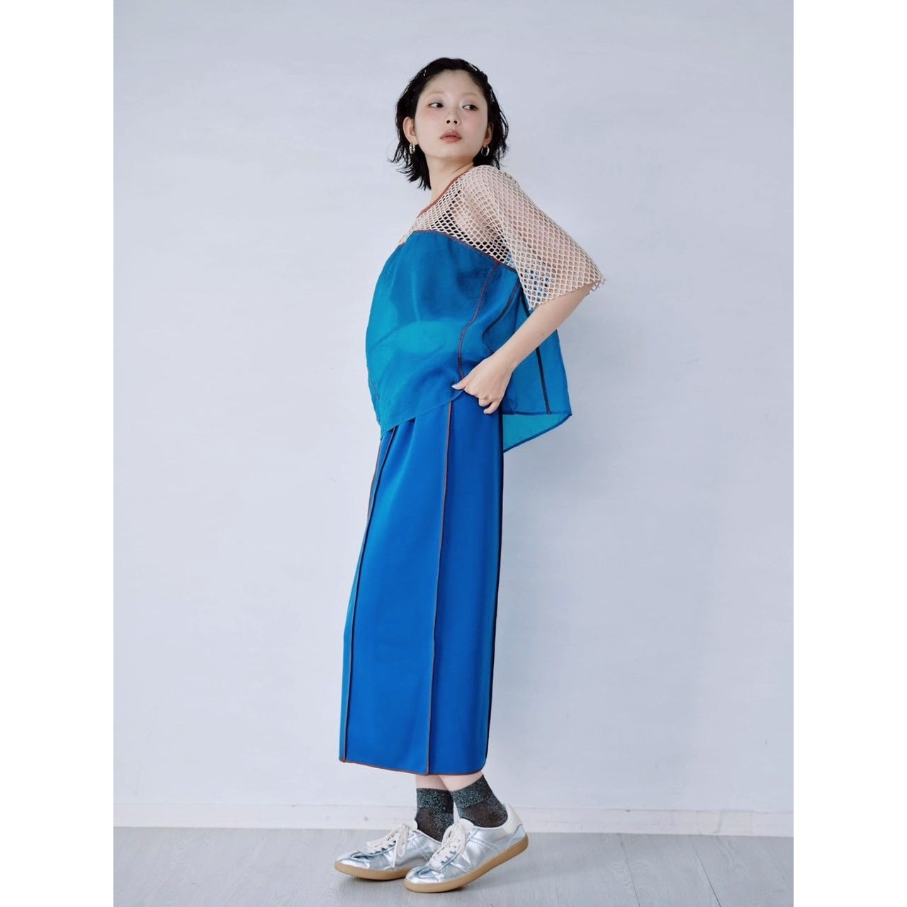 【PRE-ORDER】COLOR BLOCK SHEER MESH TOP