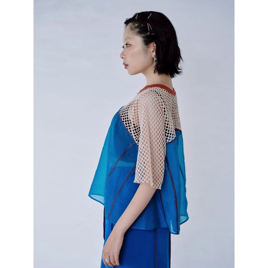 【PRE-ORDER】COLOR BLOCK SHEER MESH TOP