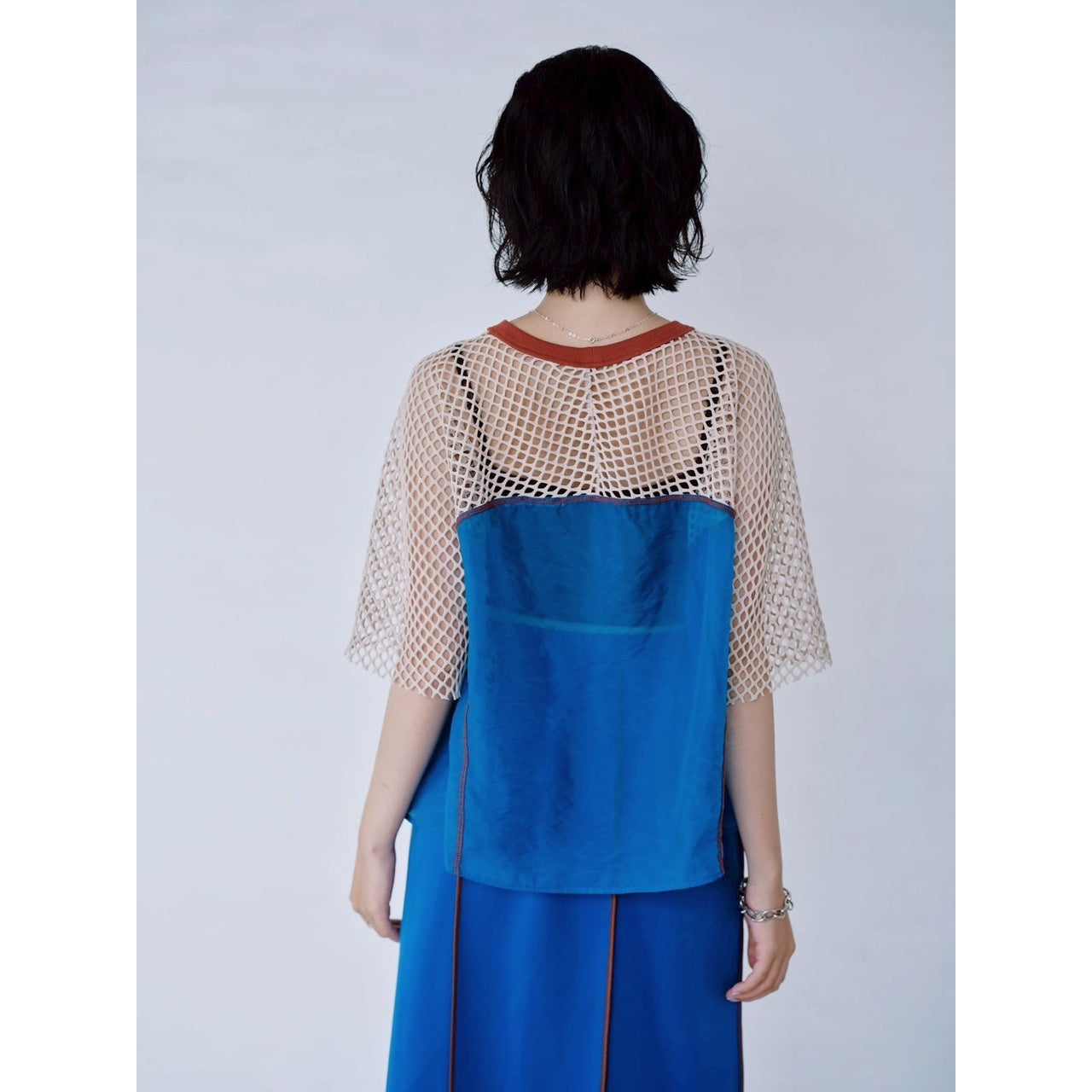 【PRE-ORDER】COLOR BLOCK SHEER MESH TOP