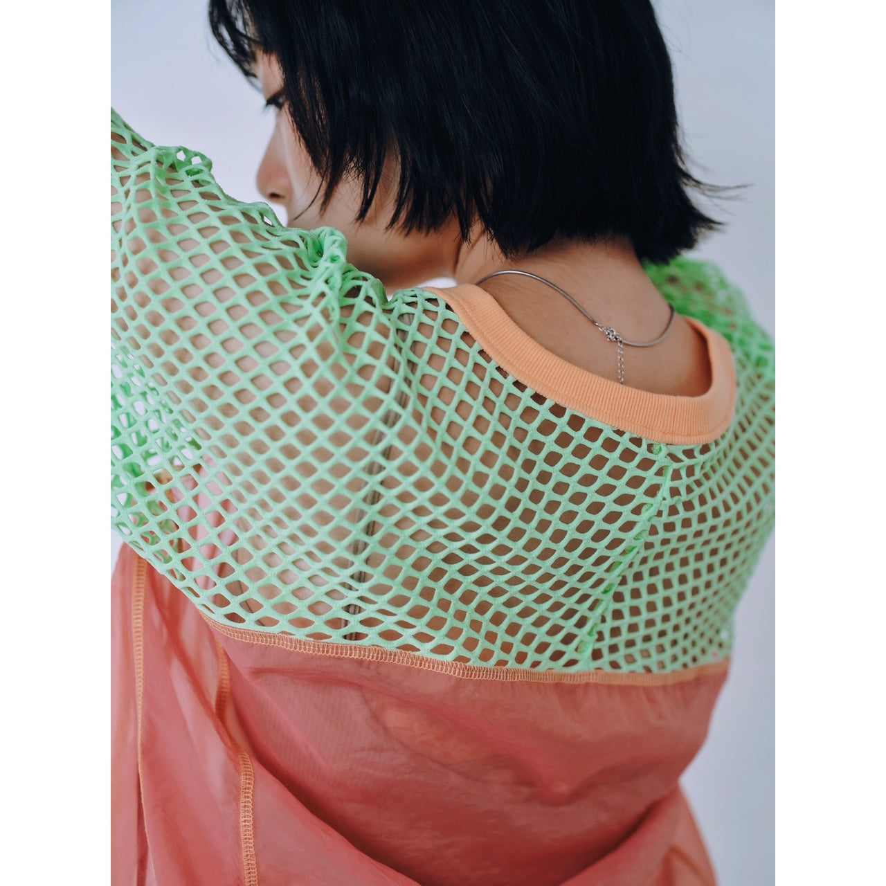 【PRE-ORDER】COLOR BLOCK SHEER MESH TOP
