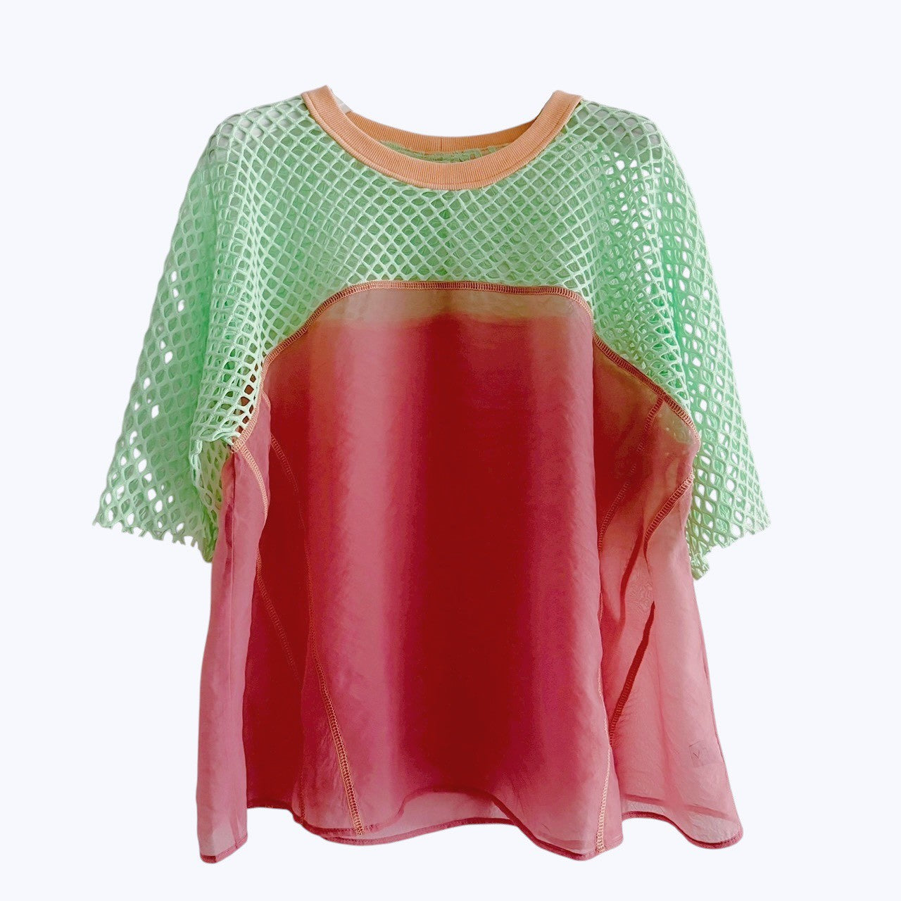 【PRE-ORDER】COLOR BLOCK SHEER MESH TOP
