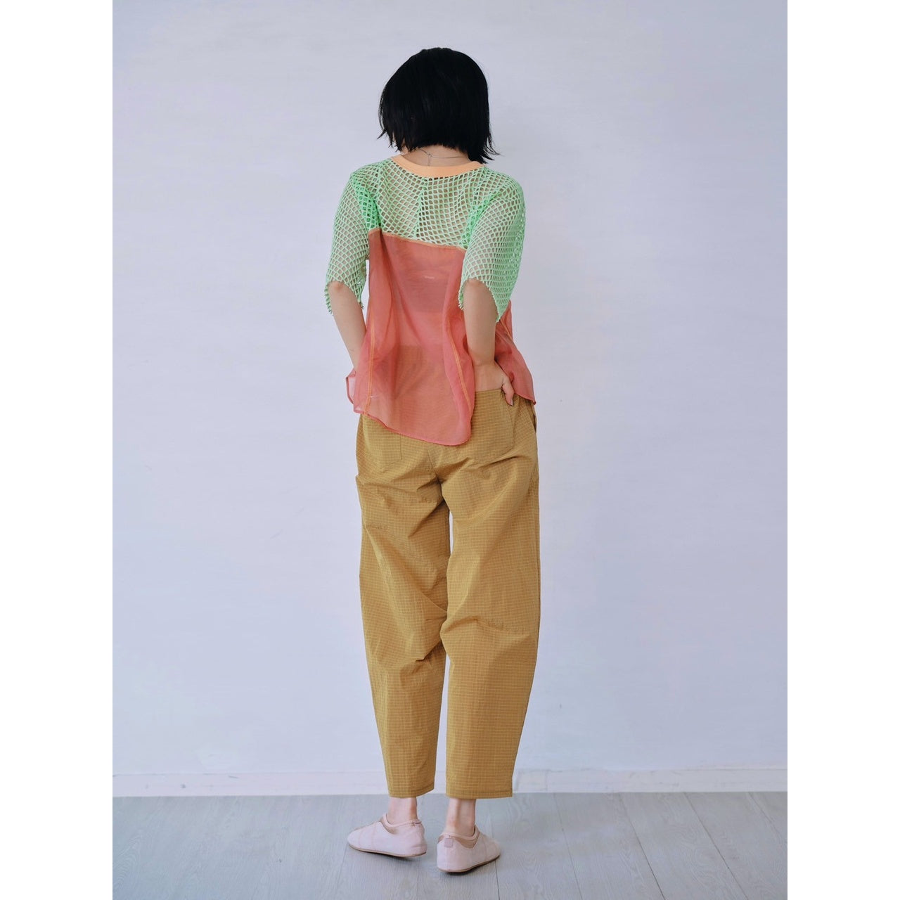 【PRE-ORDER】COLOR BLOCK SHEER MESH TOP