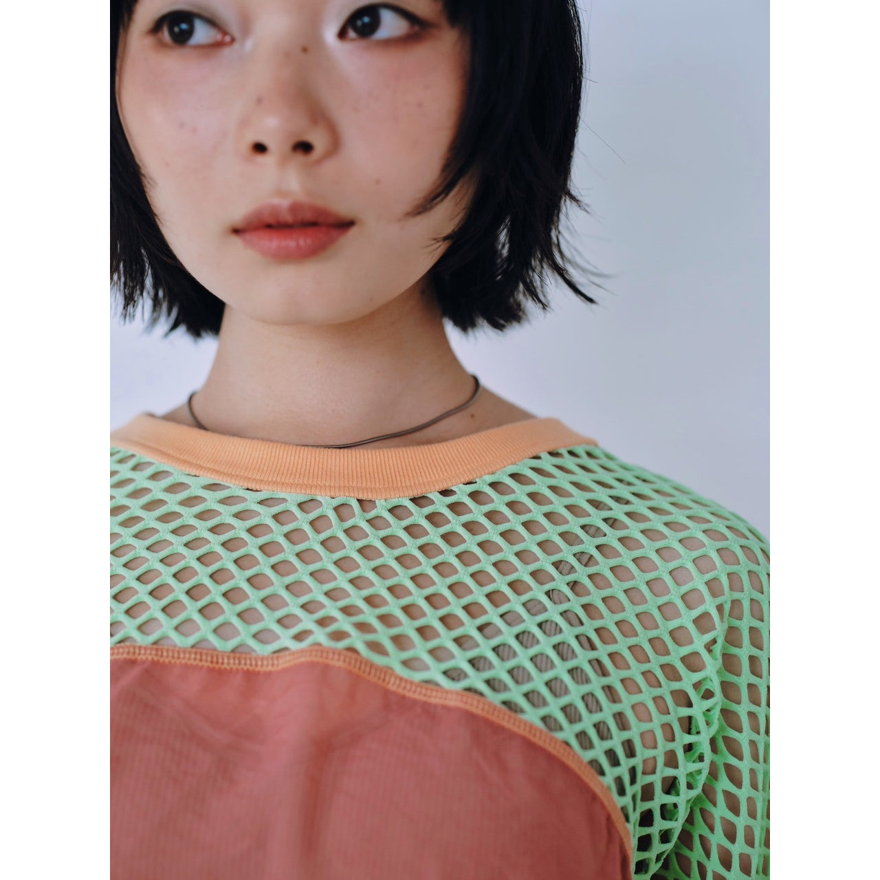 【PRE-ORDER】COLOR BLOCK SHEER MESH TOP