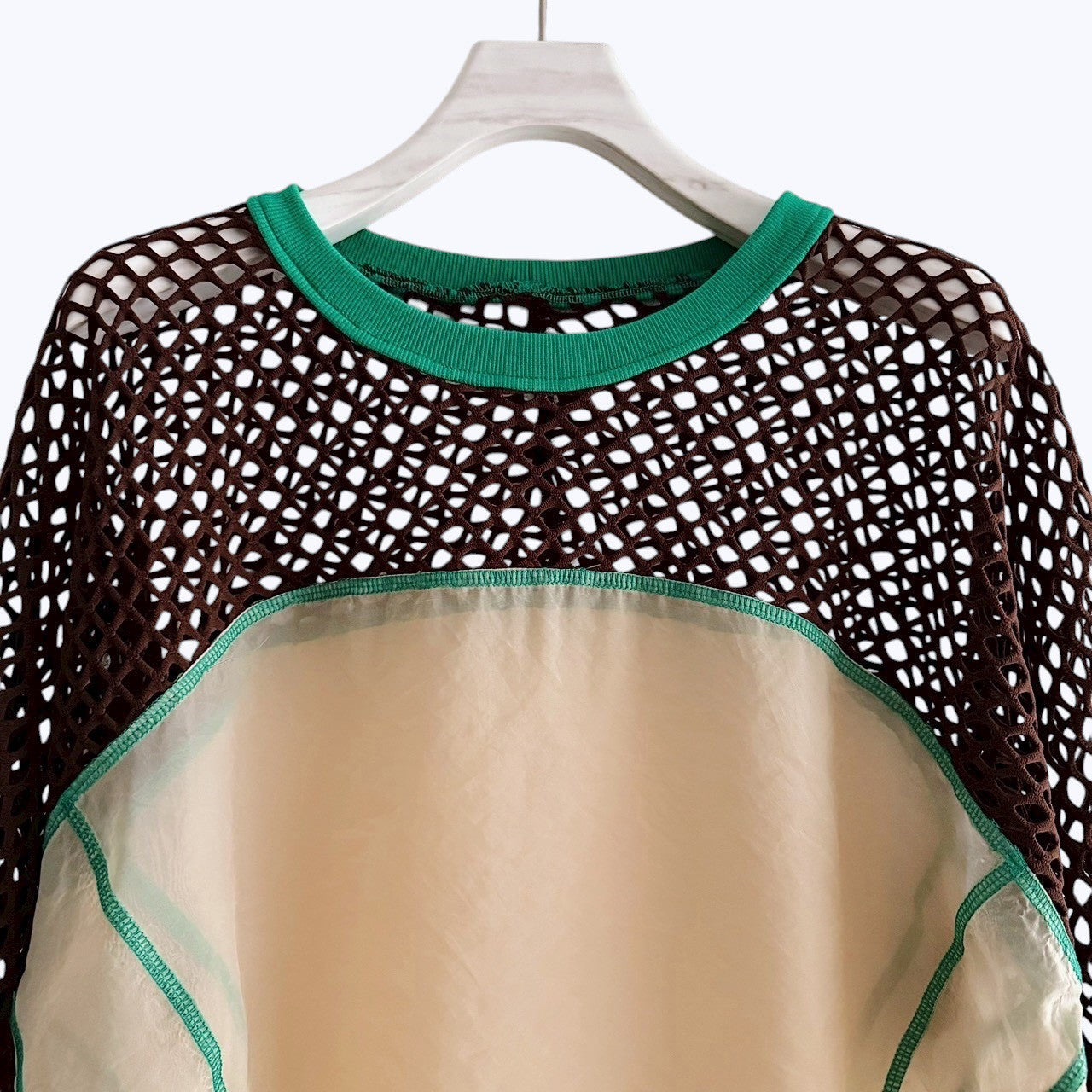 【PRE-ORDER】COLOR BLOCK SHEER MESH TOP