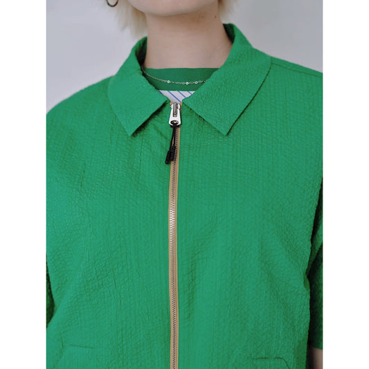 【PRE-ORDER】CONTRAST ZIP SEERSUCKER SHIRT