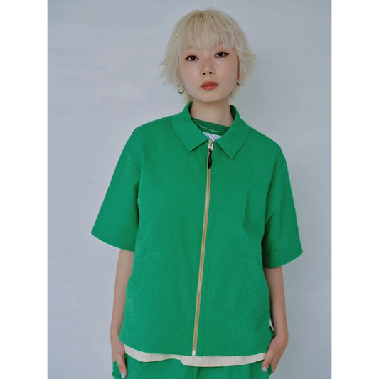 【PRE-ORDER】CONTRAST ZIP SEERSUCKER SHIRT