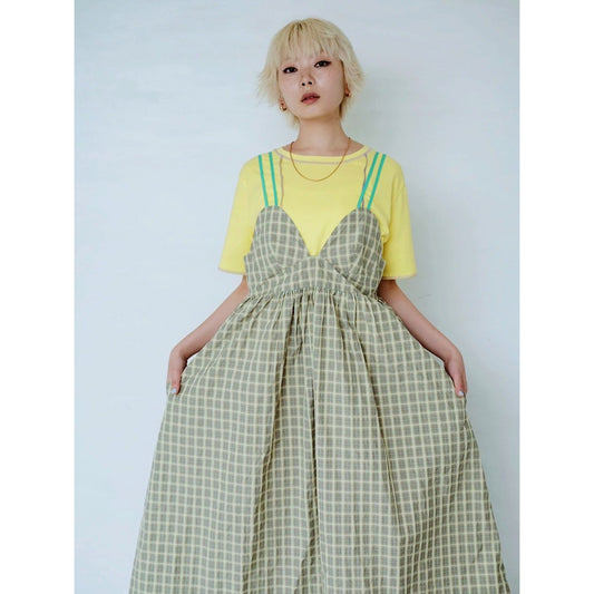 【PRE-ORDER】CHECK STRAP CAMISOLE DRESS