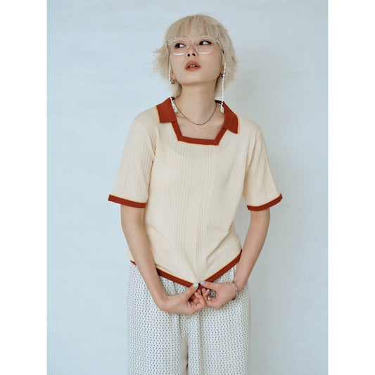 【PRE-ORDER】RANDOM RIB COLLAR KNIT PULLOVER