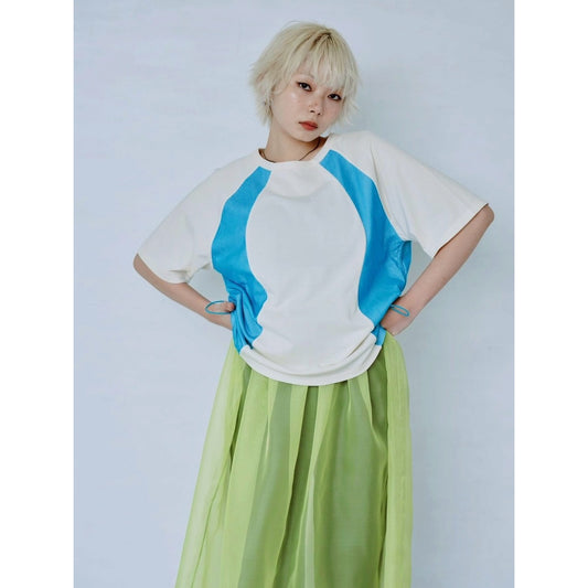 【PRE-ORDER】COLOR BLOCK MESH PANEL T-SHIRT