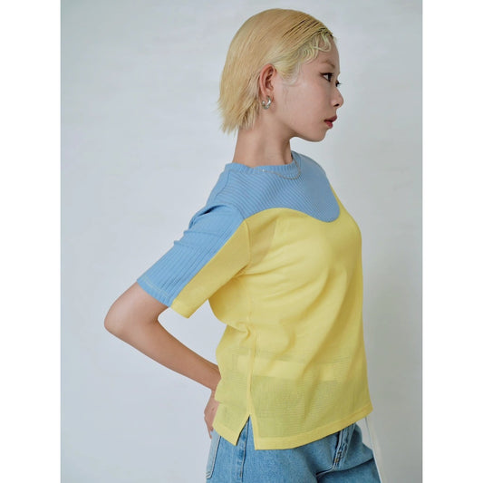 【PRE-ORDER】COLOR BLOCK RIB & MESH TOP