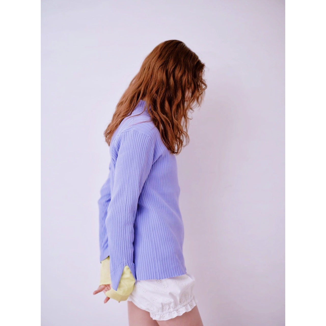 【ONLINE EXCLUSIVE】CONTRAST CUFF ZIP RIB KNIT CARDIGAN