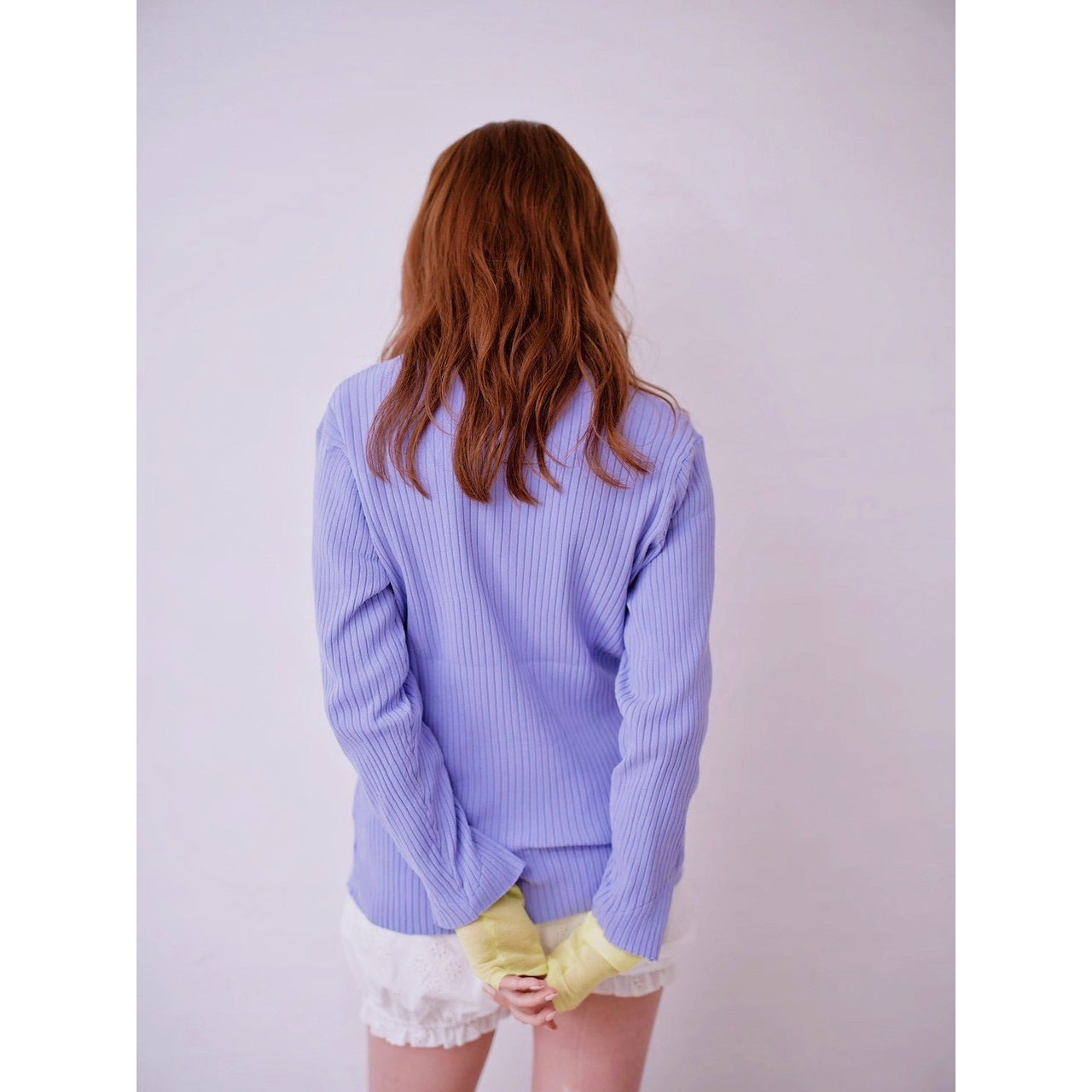 【ONLINE EXCLUSIVE】CONTRAST CUFF ZIP RIB KNIT CARDIGAN