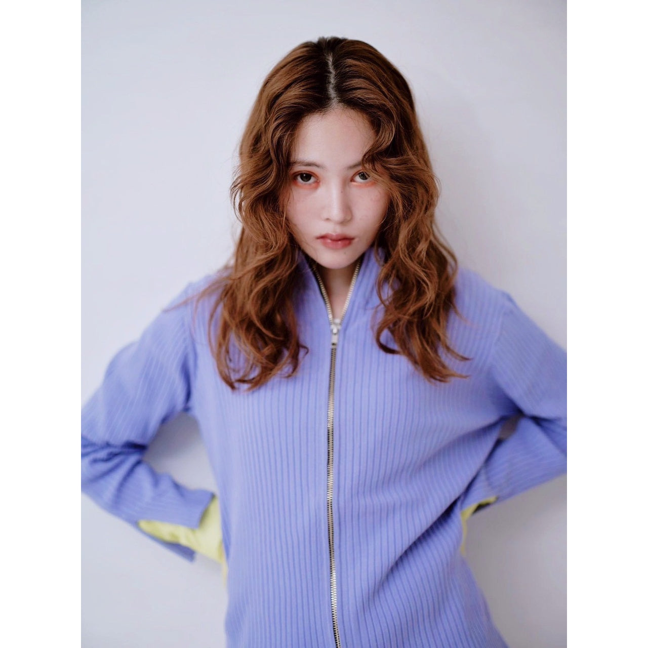 【ONLINE EXCLUSIVE】CONTRAST CUFF ZIP RIB KNIT CARDIGAN