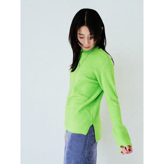 HIGH NECK PUFF SLEEVE KNIT TOP