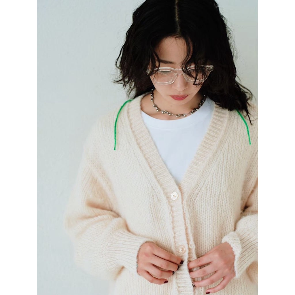 CONTRAST STITCH KNIT CARDIGAN