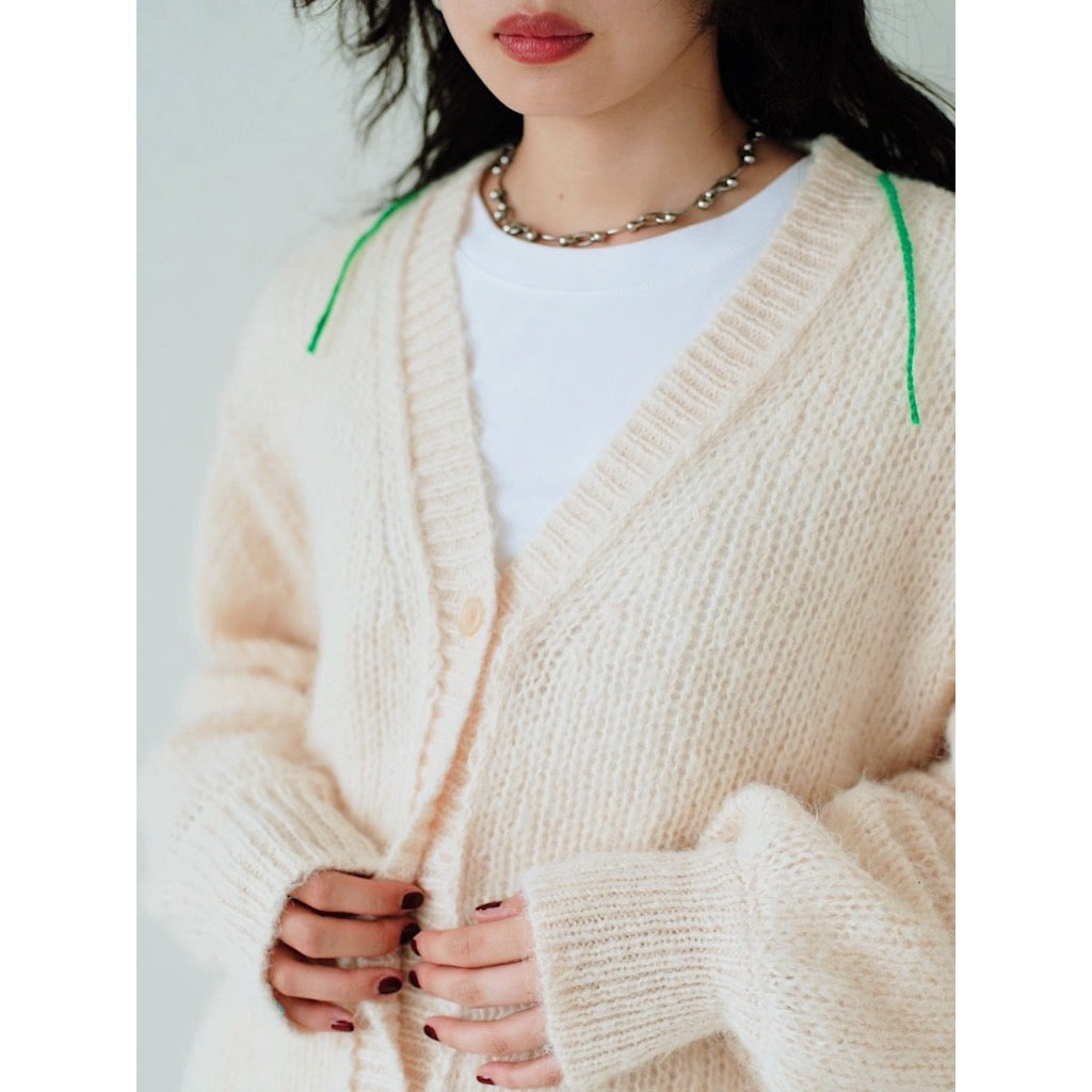 CONTRAST STITCH KNIT CARDIGAN