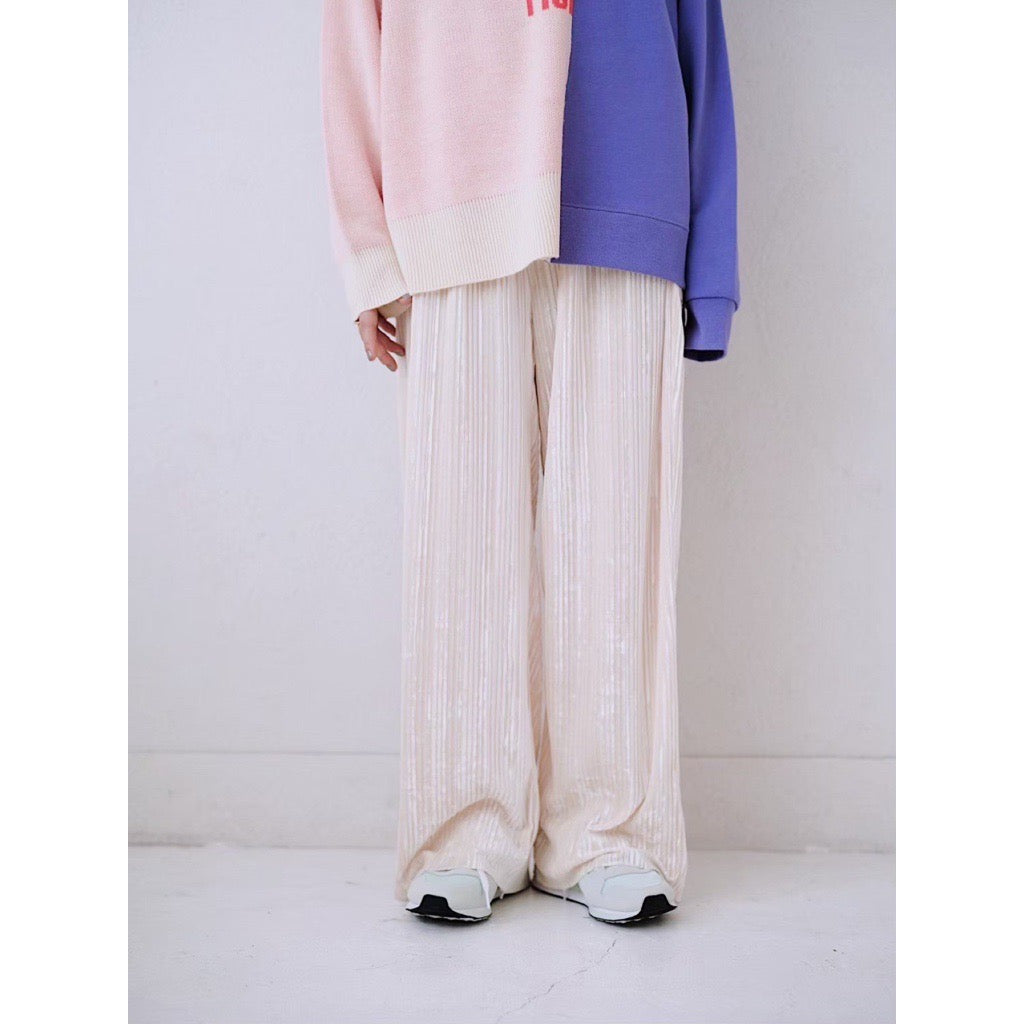 VELOUR PLEATED PANTS