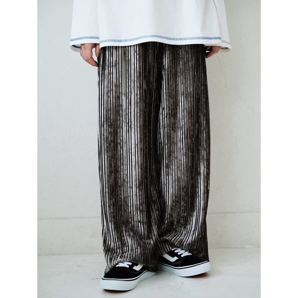 VELOUR PLEATED PANTS