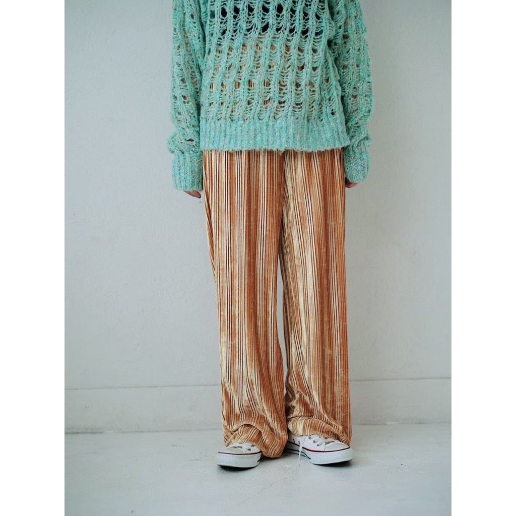 VELOUR PLEATED PANTS