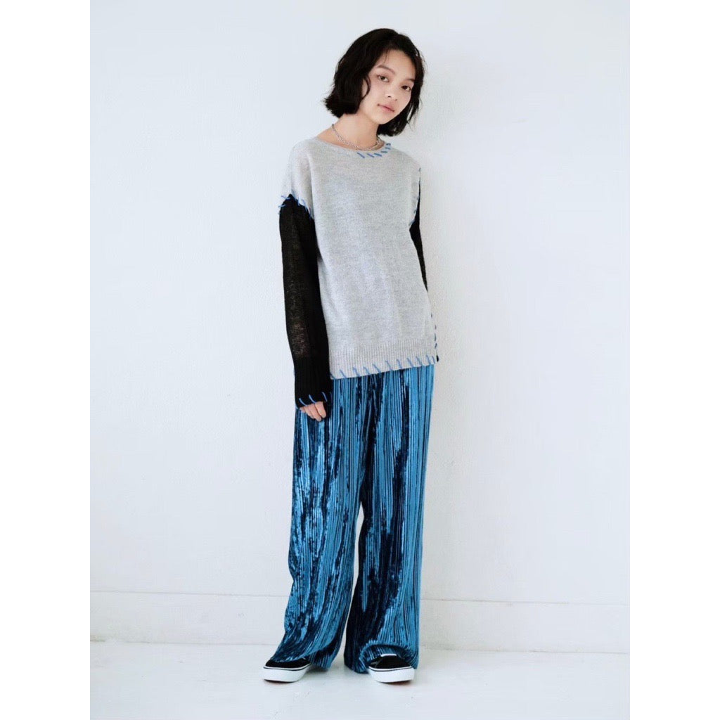 VELOUR PLEATED PANTS