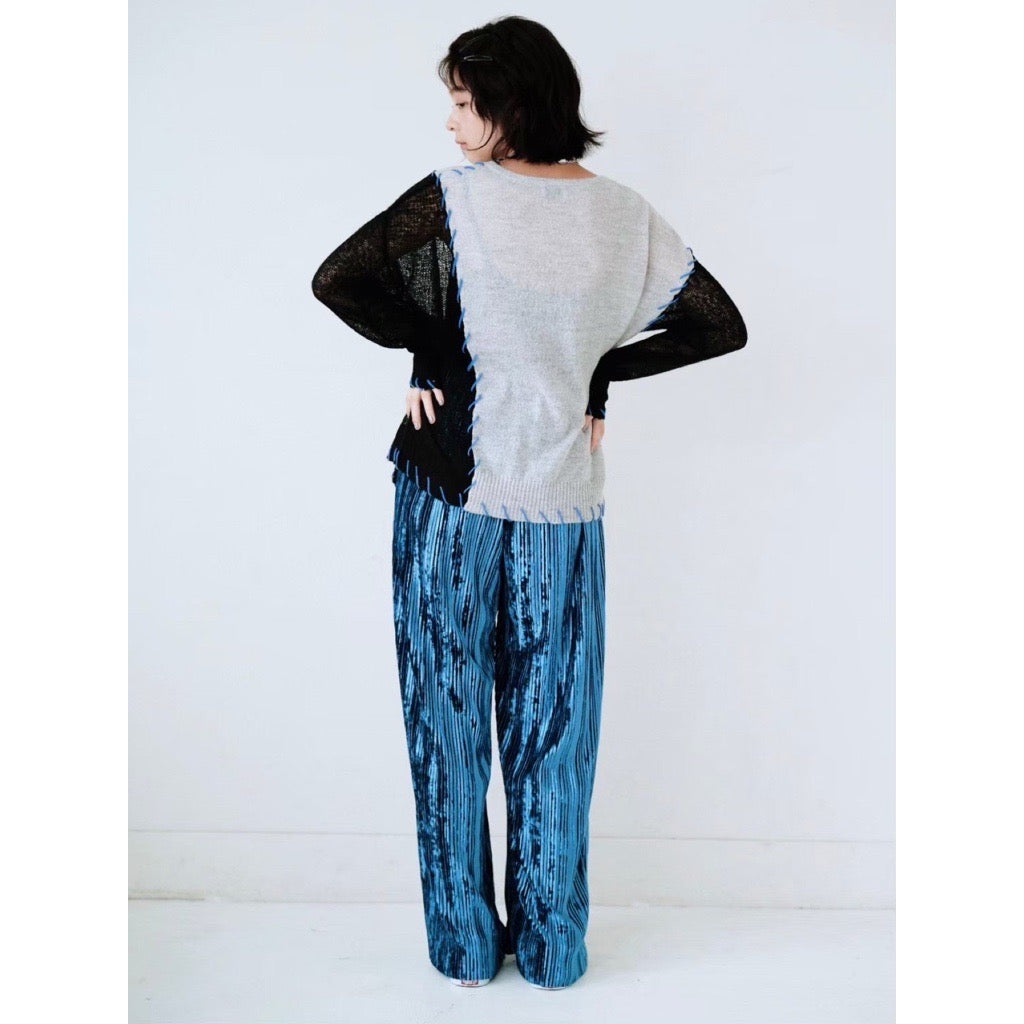 VELOUR PLEATED PANTS