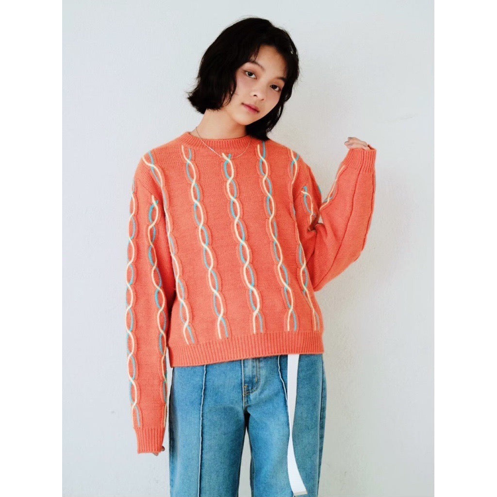 MULTI COLOR CABLE KNIT TOP