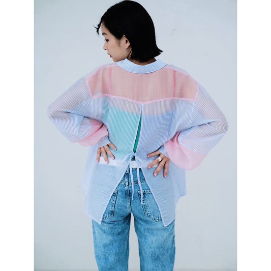 COLOR BLOCK STRIPED SHIRT