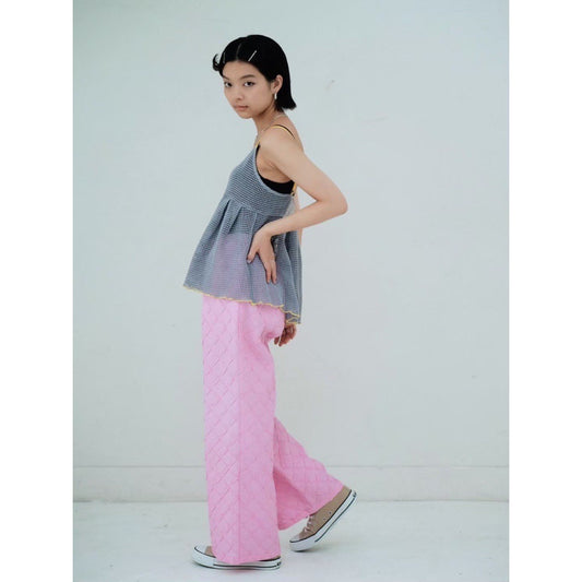 DIAMOND PATTERN WIDE PANTS