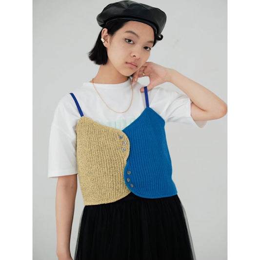 BICOLOR BUSTIER KNIT TOP