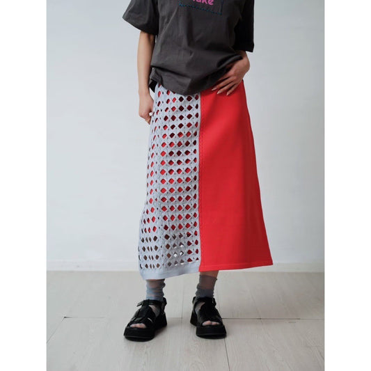 BICOLOR CABLE KNIT SKIRT