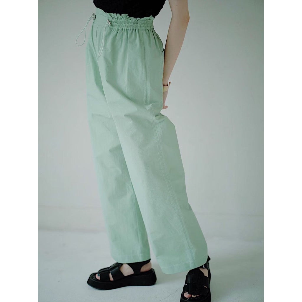 CONTRAST STITCH WIDE PANTS