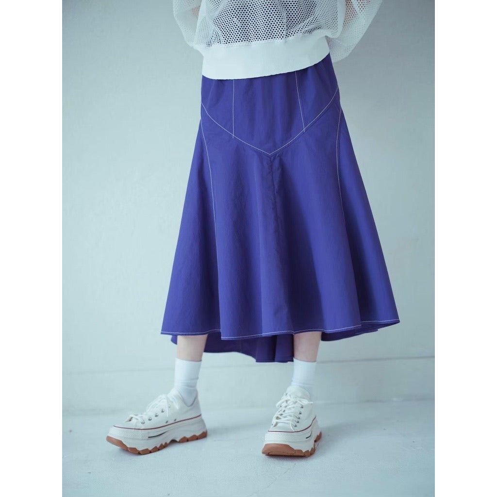 CONTRAST STITCH FLARE SKIRT