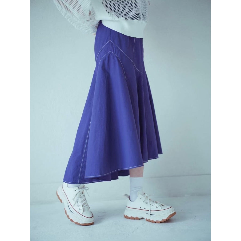 CONTRAST STITCH FLARE SKIRT