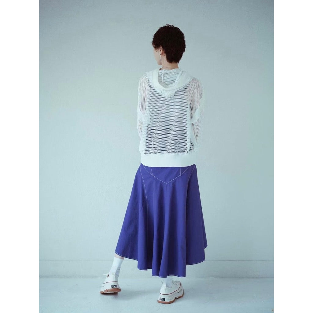 CONTRAST STITCH FLARE SKIRT