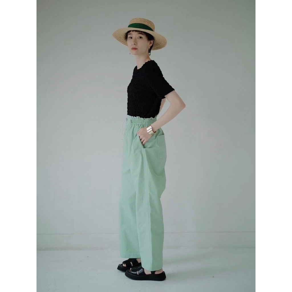 CONTRAST STITCH WIDE PANTS